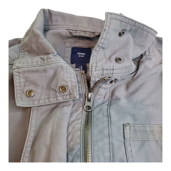 GAP SZ M Women's Zip Front Utility Safari Jacket Cargo Pockets in Gray - Picture 4 of 12